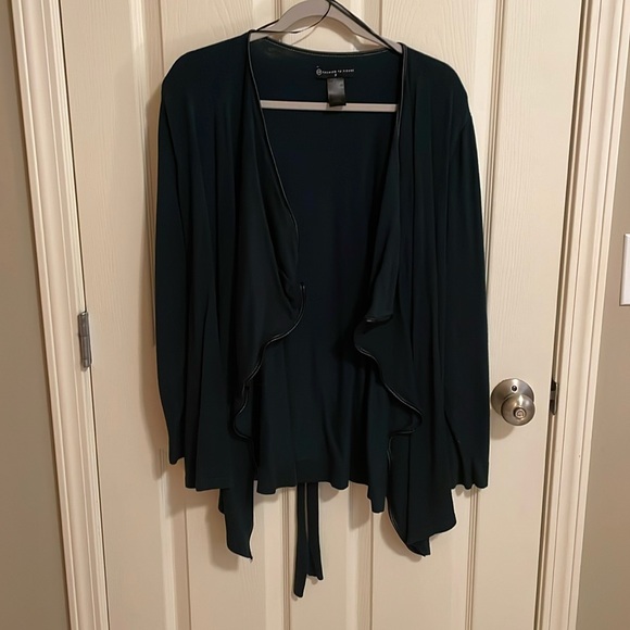 Faux Leather trimmed cardigan - 3X - Picture 1 of 4